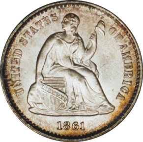 seated libert half dime